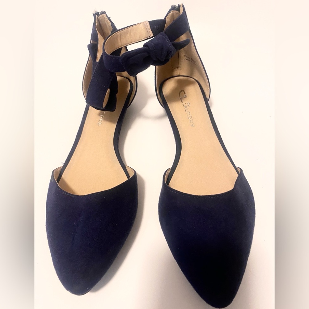 CL by Laundry Women’s Navy Bow Ankle Strap Flats